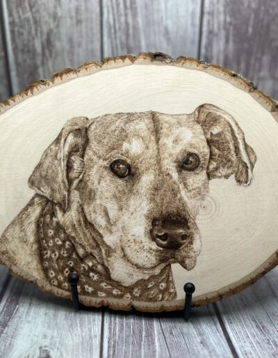 pyrography pet portrait, dog portrait