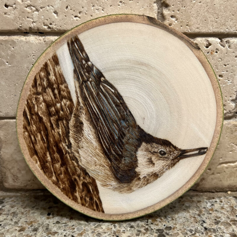 handmade pyrography bird art