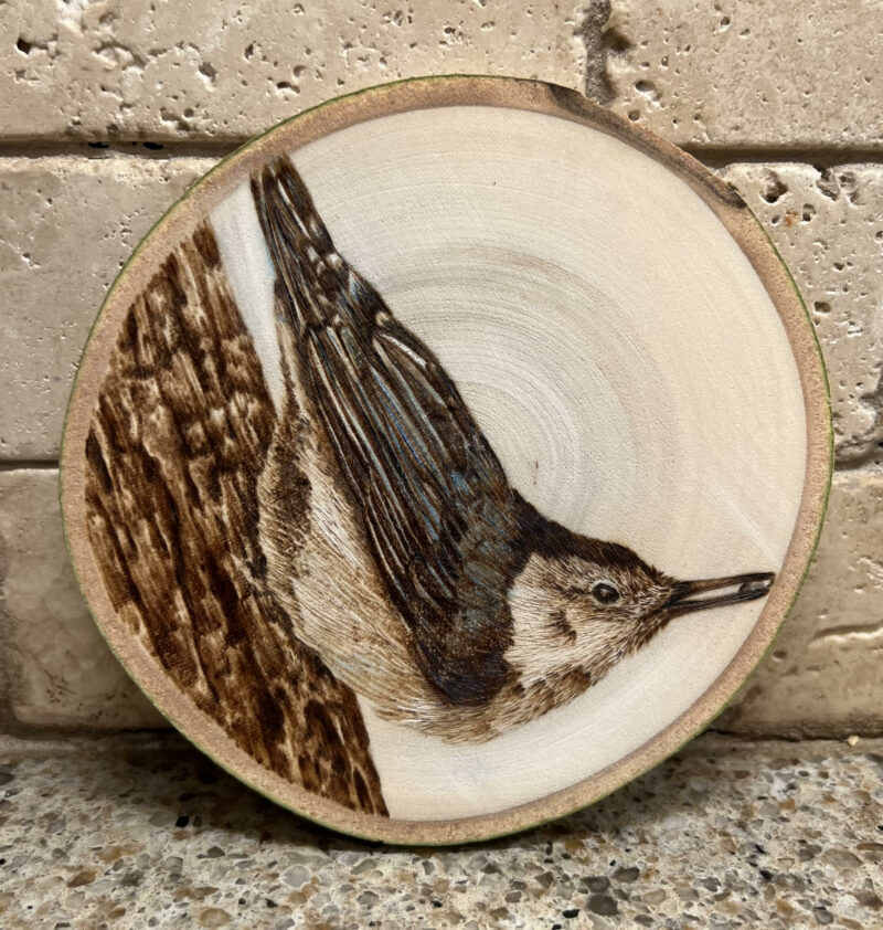 handmade pyrography bird art